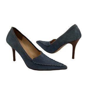 Versus by Versace Blue Suede Pointed Toe Heels Size 37 Women’s